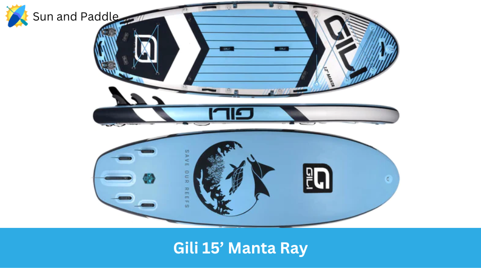 Top, Side and Bottom Views of GILI 15 MANTA RAY Paddleboard